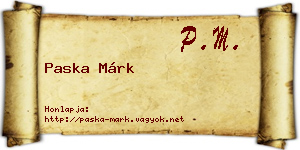 Paska Márk névjegykártya
